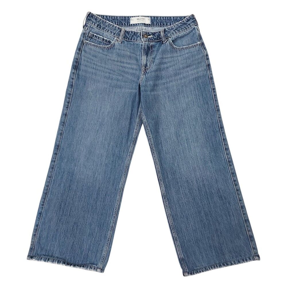 Hollister Low Rise Baggy Jeans Womens 29x26 Short Blue Cotton Retro Y2K Relaxed